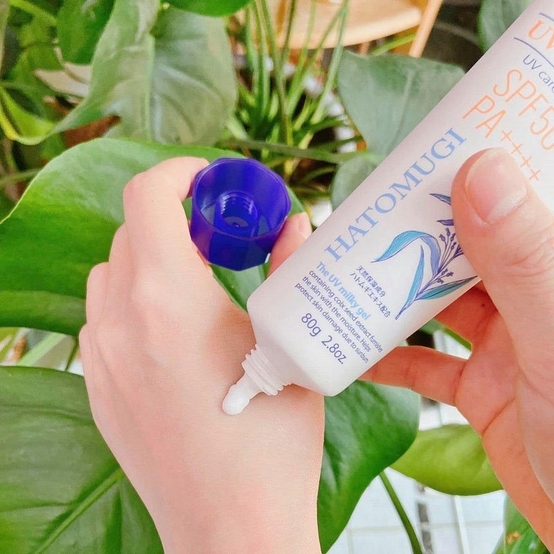 Kem Chống Nắng Dưỡng Ẩm Hatomugi UV Care &amp; Moisturizing Milky Gel SPF50+ PA++++