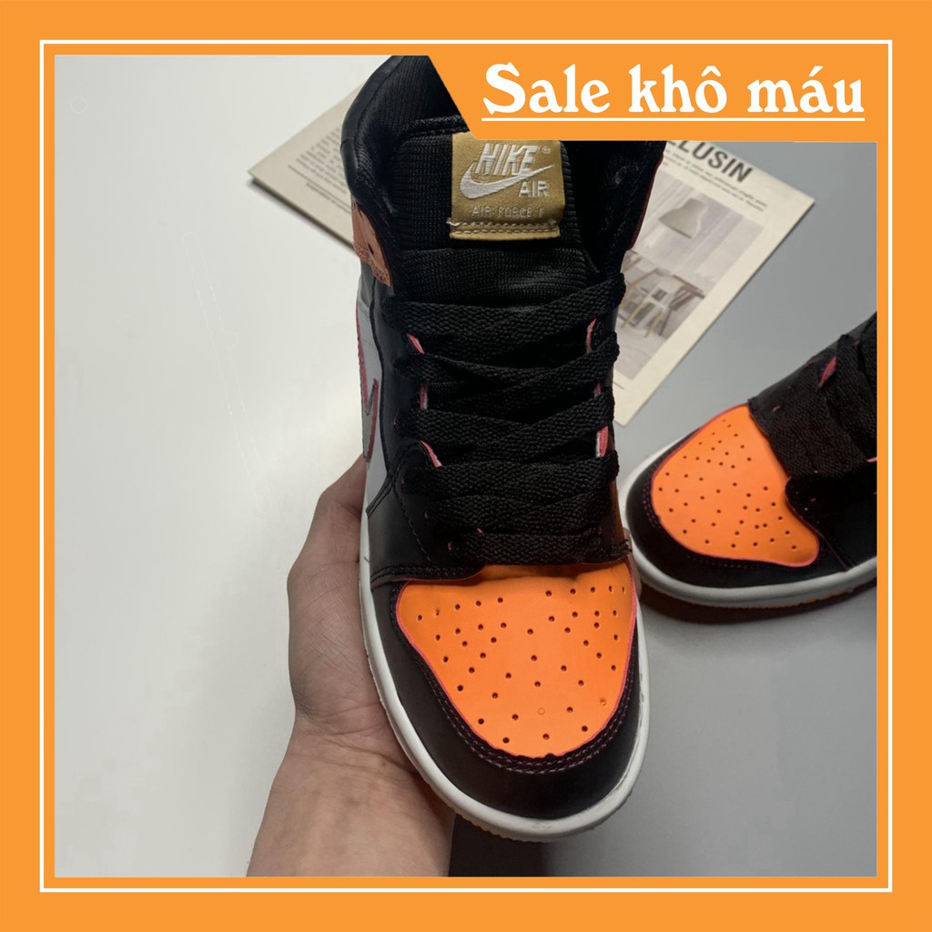 [SALE SẬP SÀN] Giày Jordan, Giày Sneaker JD Cổ Cao Màu Cam Đen Da Lộn Cao Cấp, Đế Khâu Full Box Đủ Size Nam Nữ