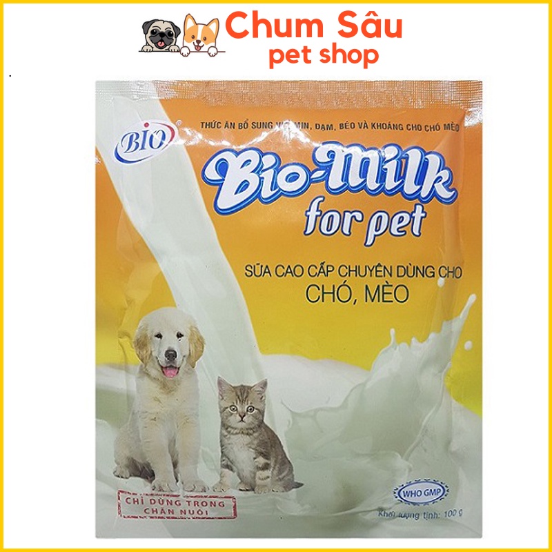 [Mã PET50K1 giảm 50K đơn 250K] Sữa Bột Bio Milk cho chó mèo gói 100gr