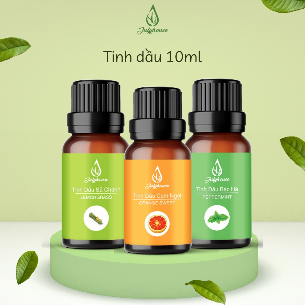 Tinh dầu Sả chanh, Cam ngọt, Bạc hà JULYHOUSE 5ml/7ml/10ml thanh lọc không khí, khử mùi hiệu quả