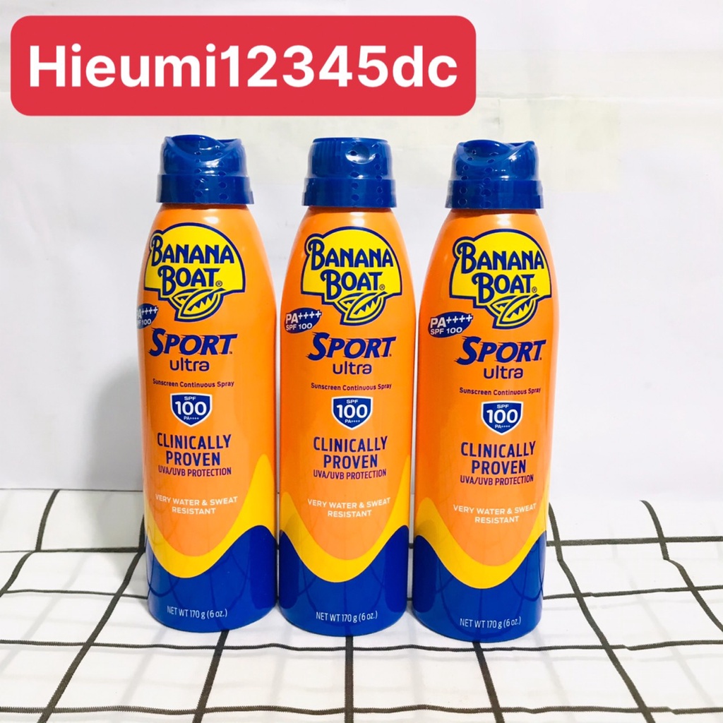 [Hàng New] Chống Nắng Dạng Xịt Banana Boat Sport SPF100 PA++++170G