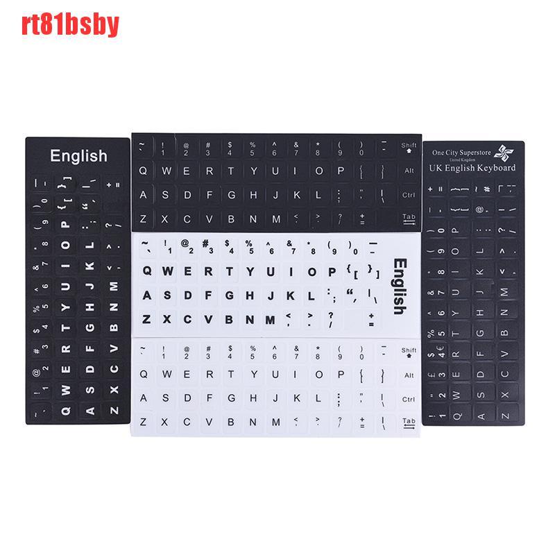 [rt81bsby]English Keyboard Replacement Stickers White on Black Any PC Computer Laptop