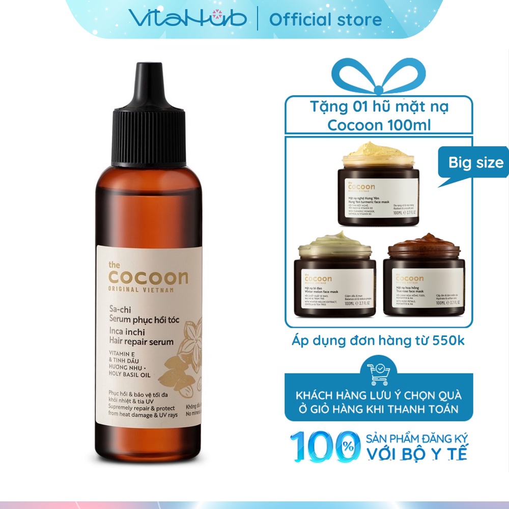 Serum Sa-chi phục hồi tóc Cocoon bảo vệ tối đa khỏi nhiệt và tia UV 70ml