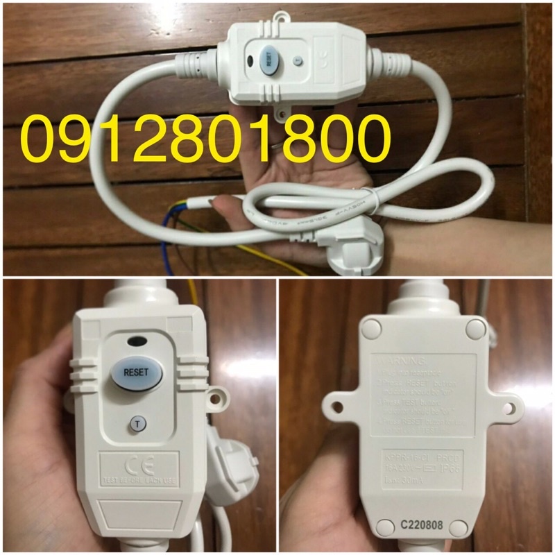 Dây chống giật bình nóng lạnh 16A 110V - 250V 30mA - Hàng Tốt