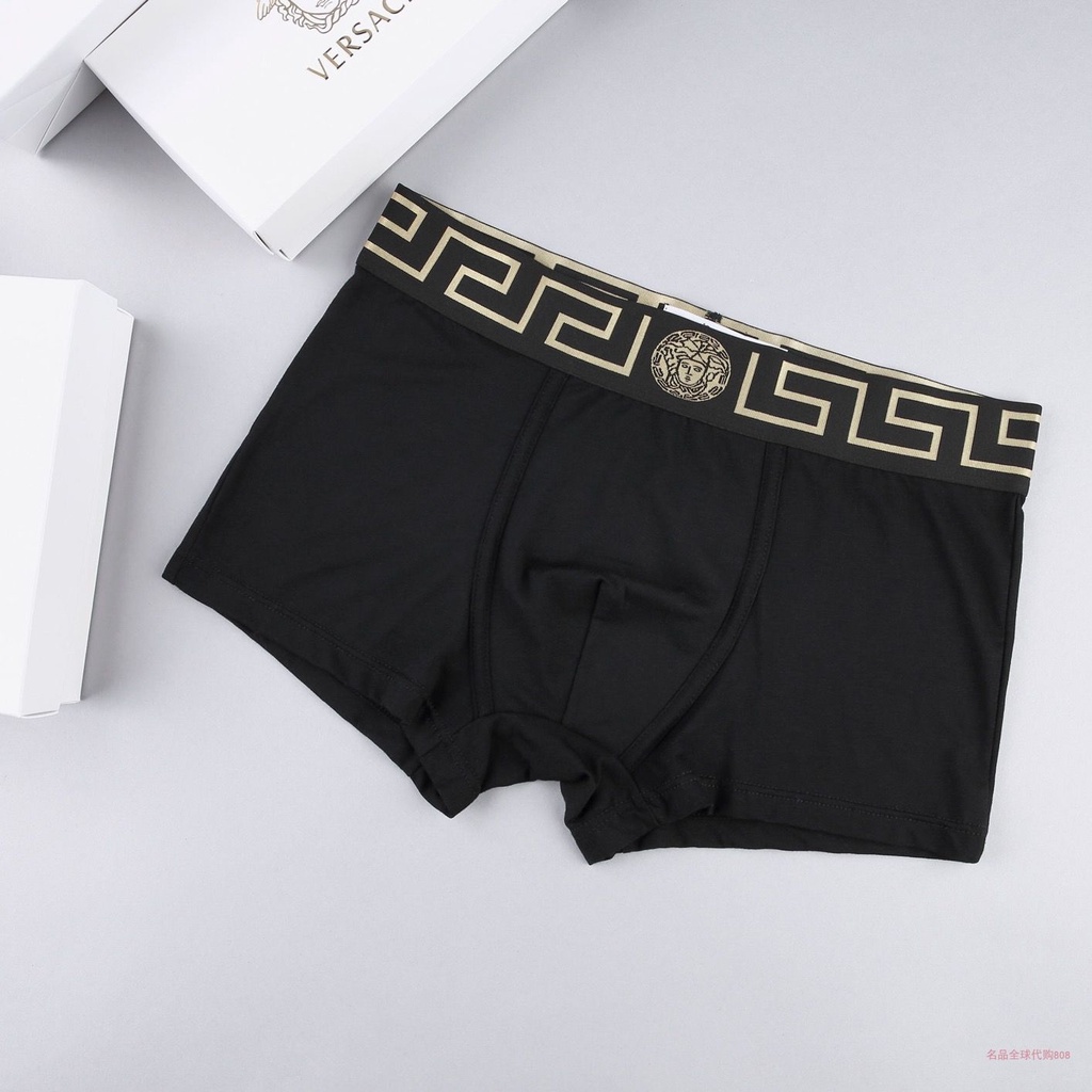 Versace Nam Võ Sĩ Quần Lót Cotton Thoáng Khí Boxer Quần Lót Chắc Chắn Thoải Mái Seluar Dalam Lelaki