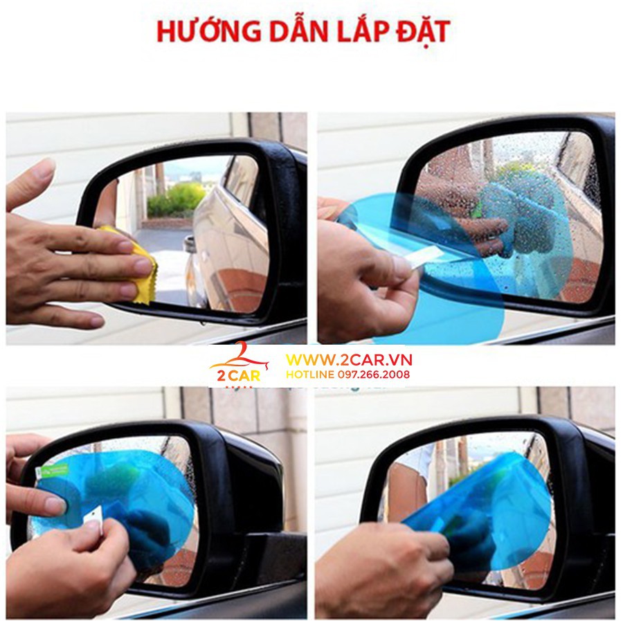 Miếng dán Oval chống bám nước gương chiếu hậu xe ô tô- Bộ 2 miếng