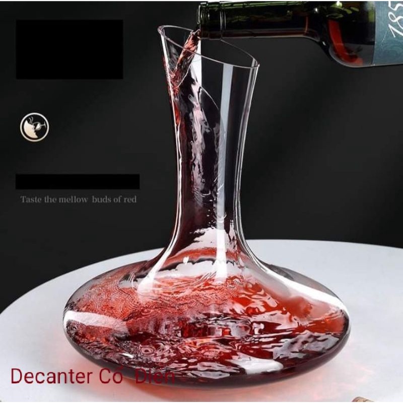 Bình thở rượu vang - Decanter dáng cổ điển miệng vát không tay cầm  dung tích 1700ml