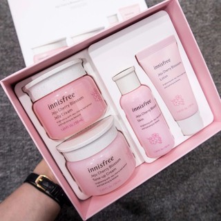 [4 Items] Bộ Dưỡng Ẩm, Trắng Da Chiết Xuất Lá Hoa Anh Đào Innisfree Jeju Cherry Blossom Cream Duo Set