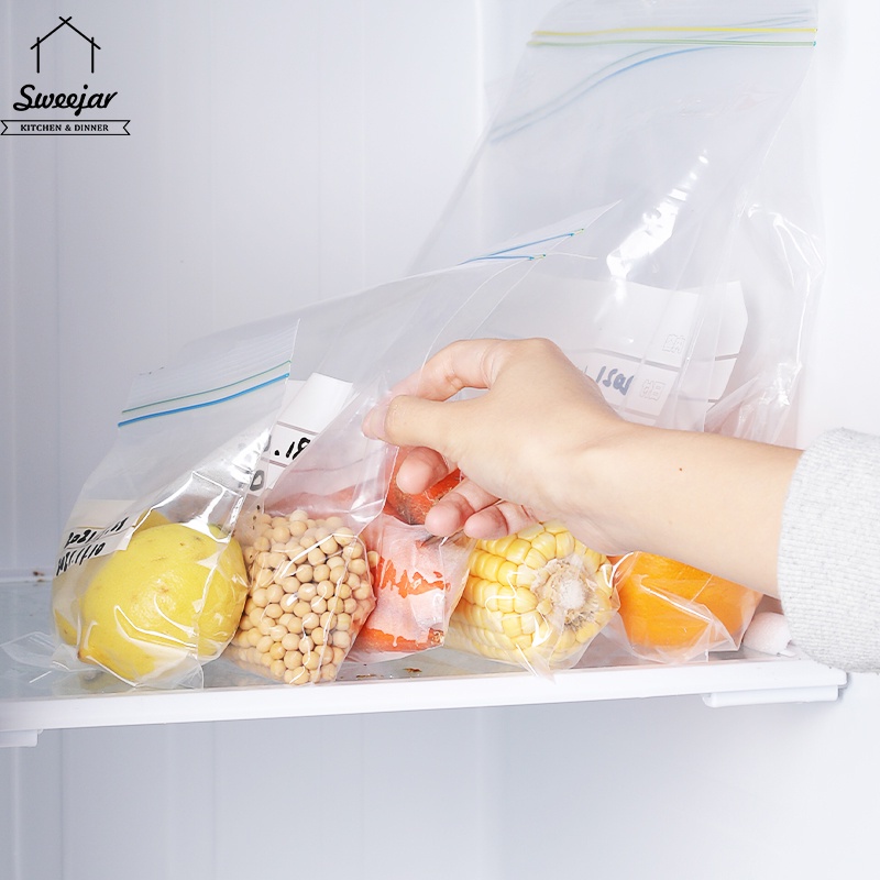 SWEEJAR Hộp túi đựng bảo quản thực phẩm trong tủ lạnh  từ PE có hai khóa kéo thiết kế dày chống ẩm