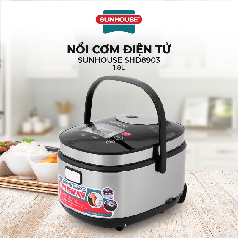 [Mã ELHADEV giảm 4% đơn 300K] Nồi cơm điện tử SUNHOUSE MAMA 1.8L màu đen SHD8903