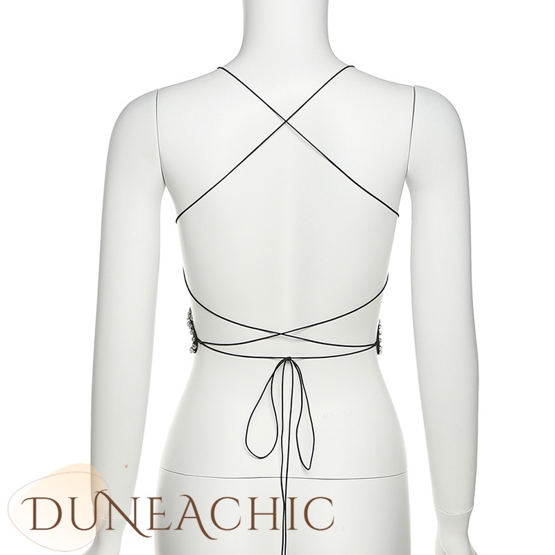 DUNEA Áo dây buộc nơ hở lưng quyến rũ cho nữ
