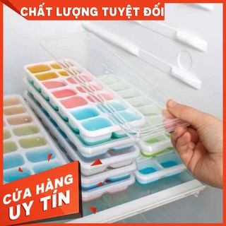 Khay Trữ Đồ Ăn Dặm Cho Bé, Làm Đá Có Nắp Đậy - Đáy Bằng Silicon