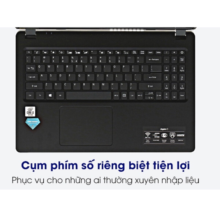 Laptop Acer Aspire 3 A315-56-38B1/Đen/Intel i3-1005G1/ RAM 4GB/256SSD/15.6inch FHD