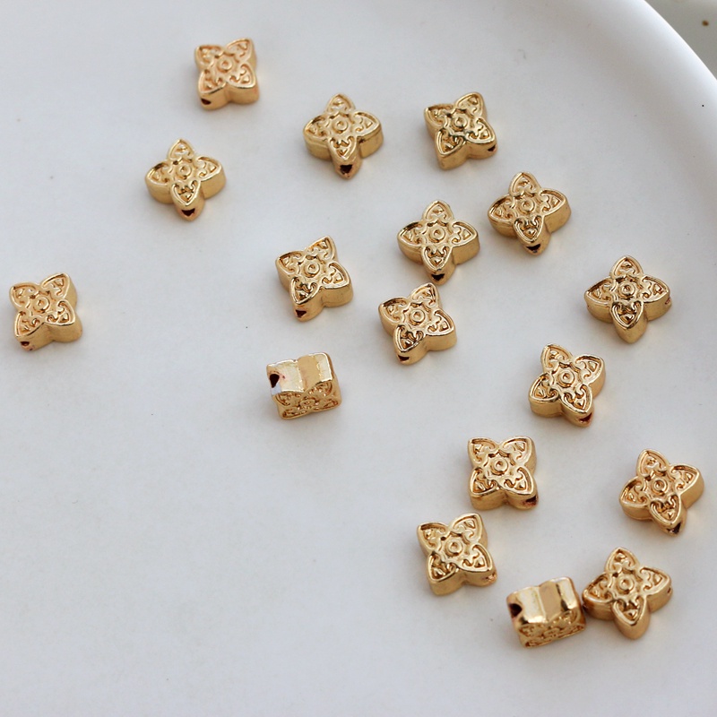 Set 10 hạt vàng 14k 8mm hai mặt dùng làm vòng tay thủ công