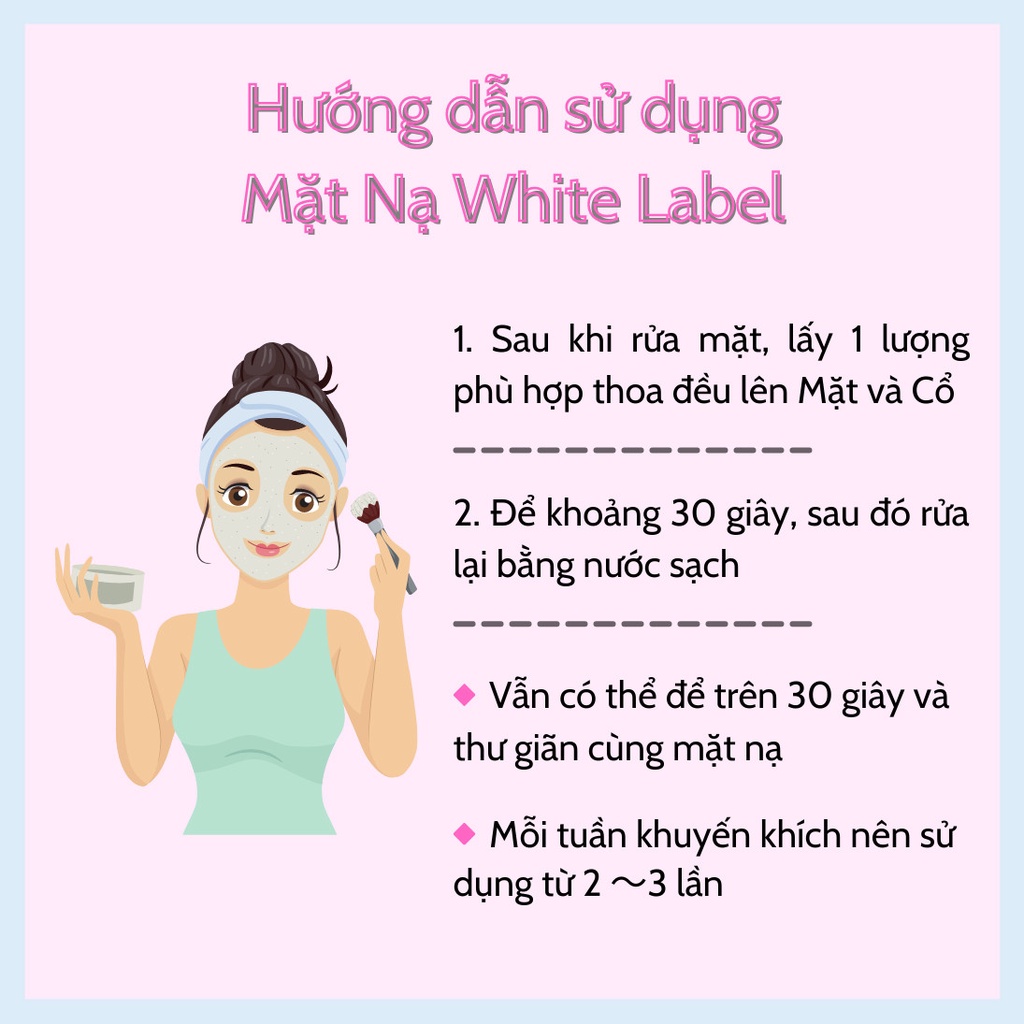 Mặt Nạ Rửa Trôi 30 Giây Nhật Bản MICCOSMO White Label 130g, Chiết Xuất Nhau Thai, Dưỡng Trắng, Mềm Mịn, Căng Bóng (WL05)