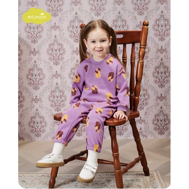 Bộ nỉ lót lông mềm xuất Hàn dư xịn cho bé gái 2-3 tuổi tương đương bé từ 12-14kg