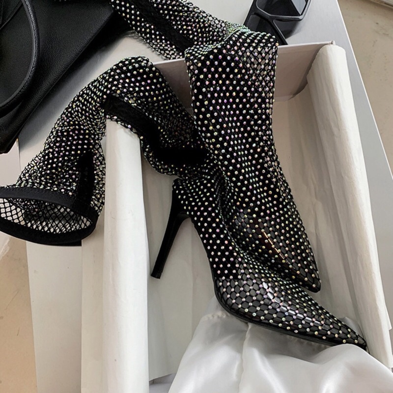 Bốt lưới đính đá bling bling Siêu Sang chảnh