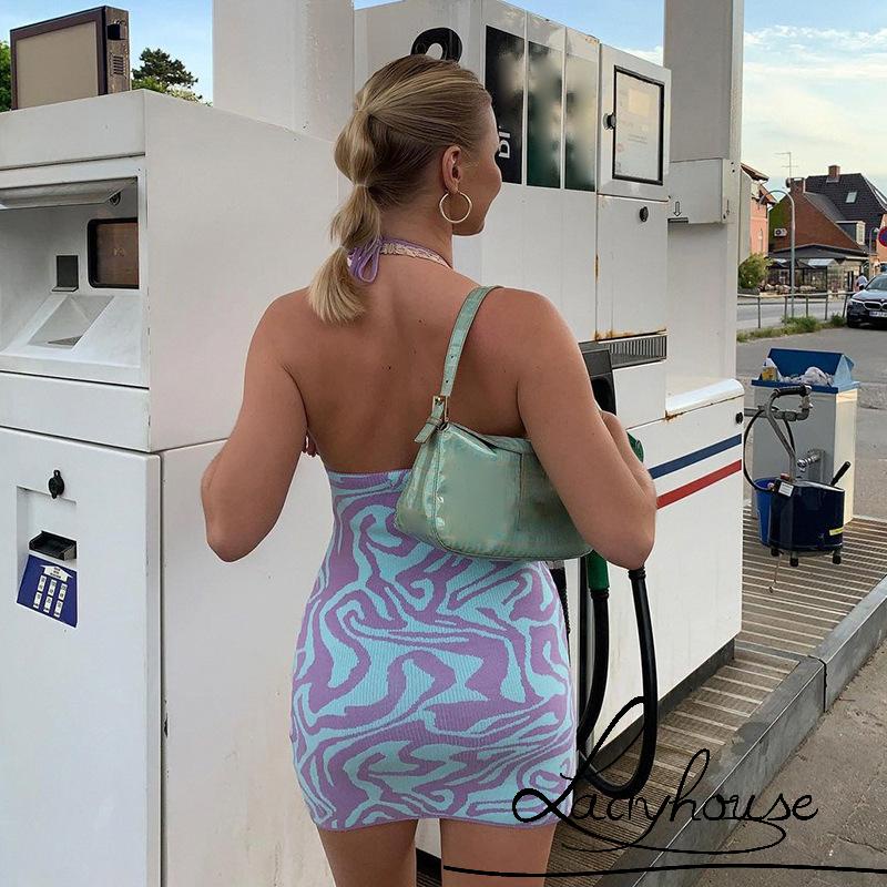 Đầm Mini Hai Dây Hở Lưng Dệt Kim Cổ Điển Gợi Cảm Cho Nữ Ld-Y2K