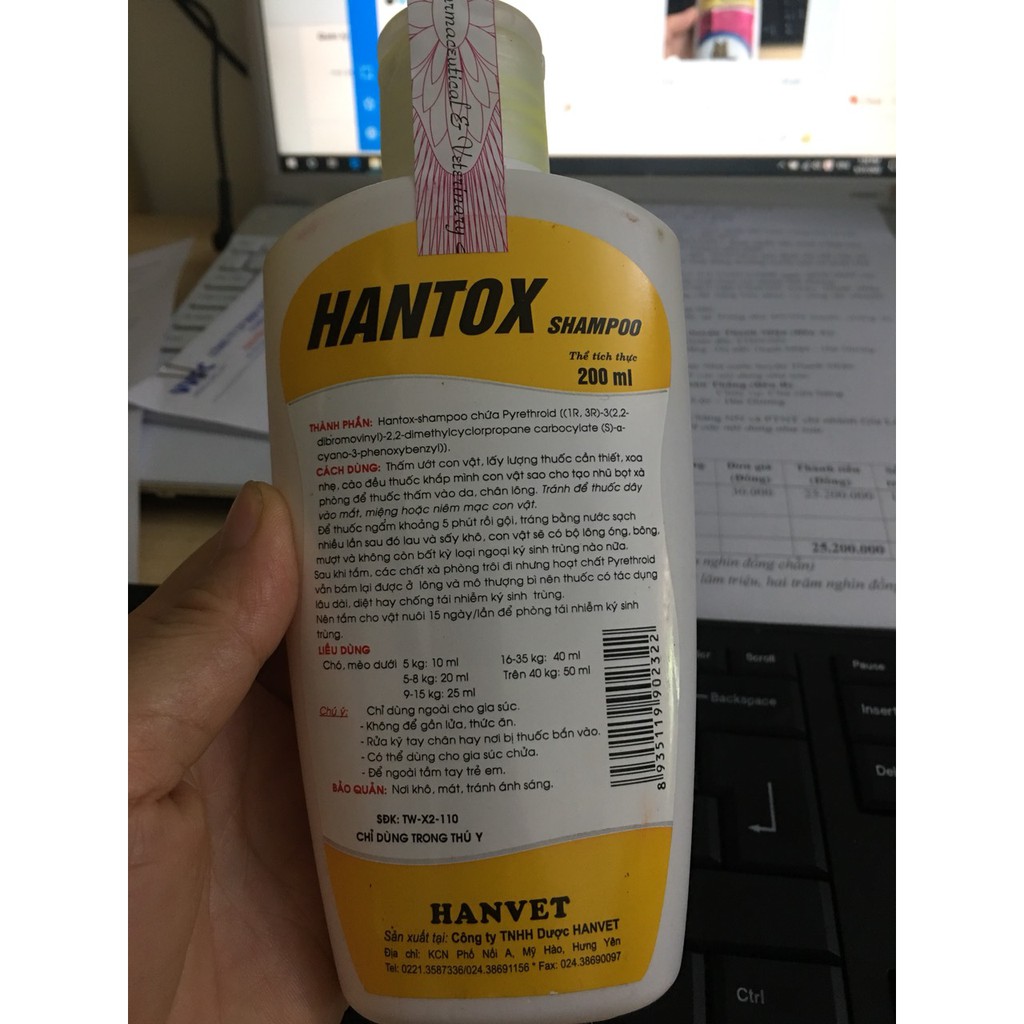 Sữa tắm diệt ve rận bọ chét ghẻ chó mèo hantox shampoo