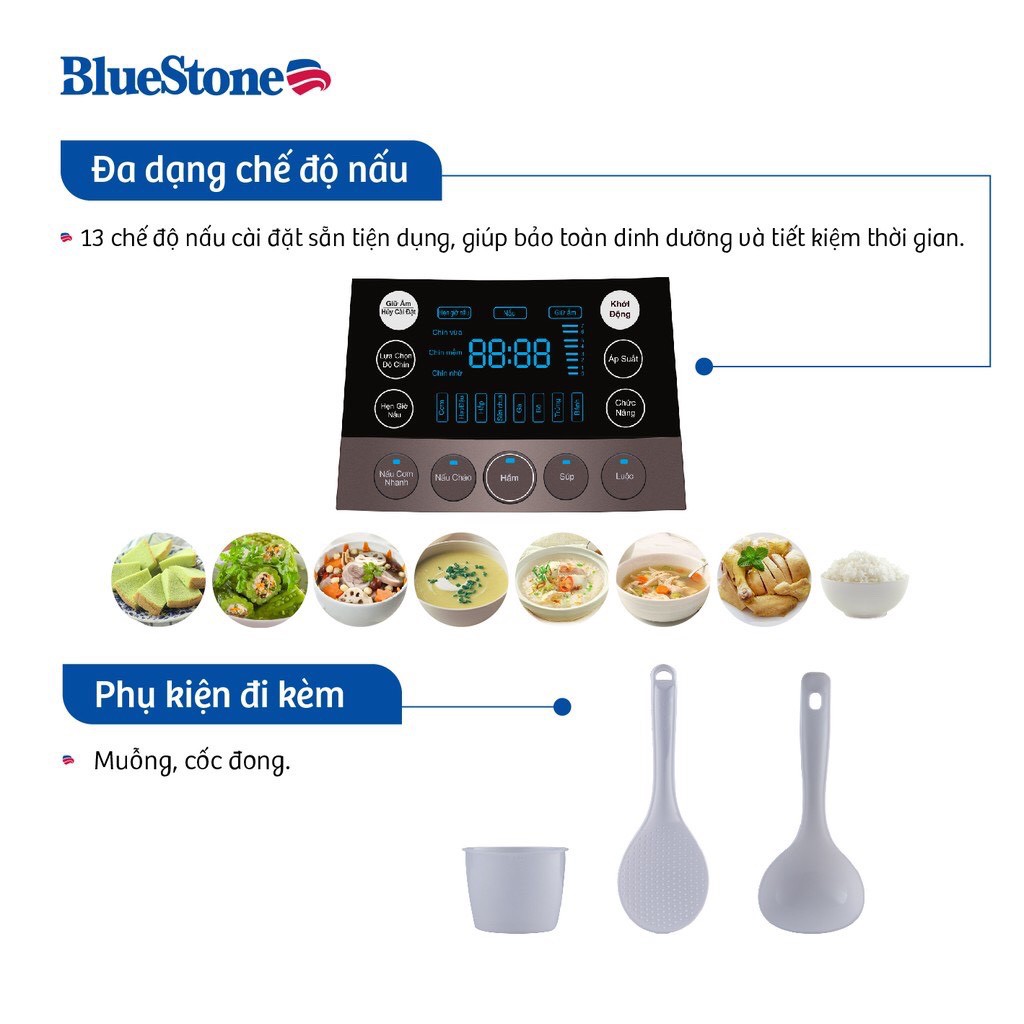 Nồi Áp Suất Điện BlueStone PCB-5763 - Dung tích 5L - Hàng chính hãng - Bảo hành 24 tháng