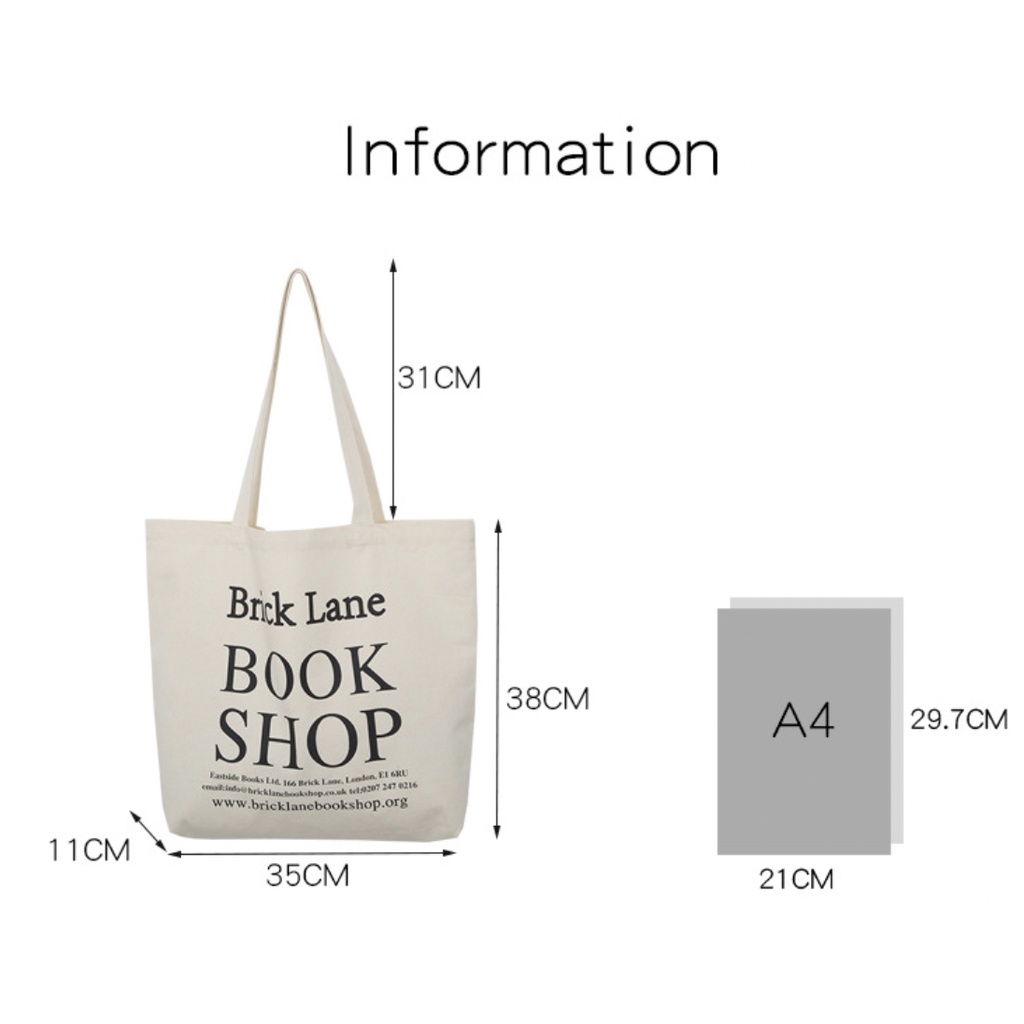 T255/[HÀNG MỚI VỀ] Túi Vải Tote Bookshop Kiểu Dáng Nhật Bản Xinh Xắn