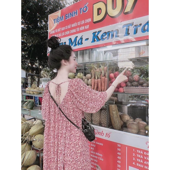 Váy hoa suông đan lưng chất mát