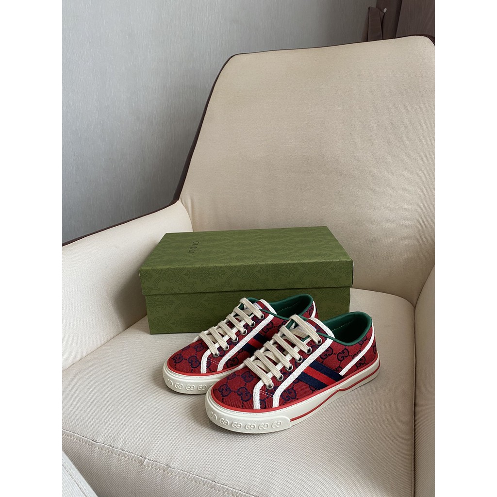 Giày sneakers nữ da thật GUCCI GG GC thiết kế họa tiết cổ điển mang phong cách retro