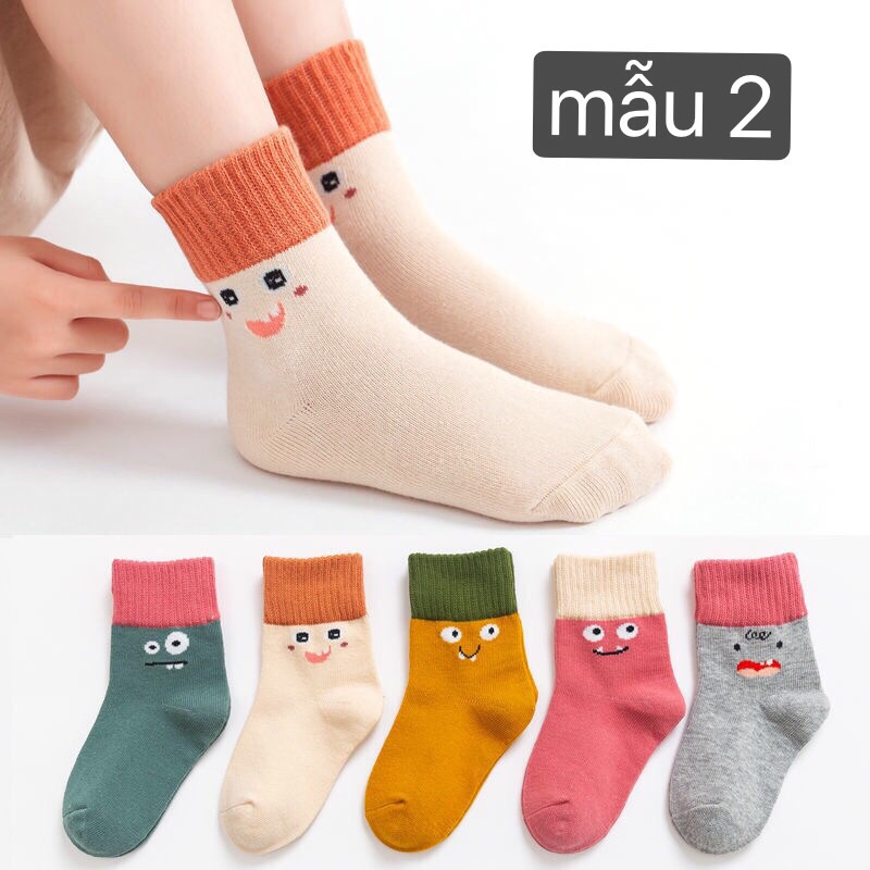 Sét 5 đôi tất cotton không xù cho bé trai , bé gái từ 1-10 tuổi