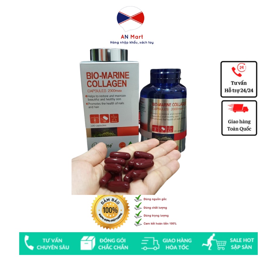 Viên Uống Hỗ Trợ Làm Đẹp Da Bổ Sung Collagen Careline Bio Marine Collagen 2000mg - 100 viên Nhập KHẩu Úc AN Mart