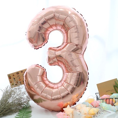 Bóng số màu hồng gold size 16 inch, phụ kiện sinh nhật