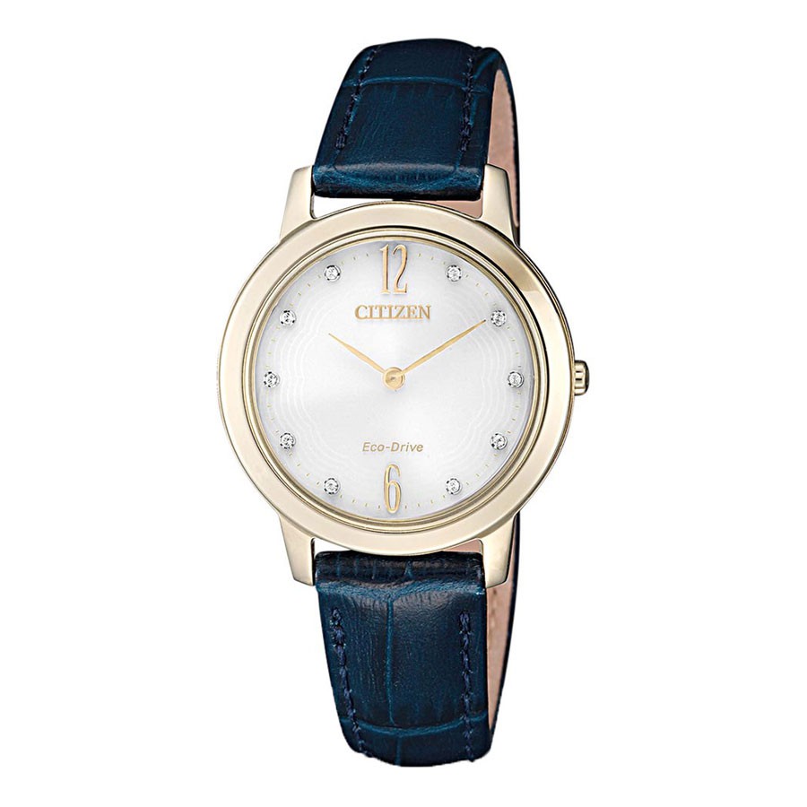 Đồng Hồ Nữ Citizen Đính Đá Swarovski Dây Da EX1493-13A - Mặt Trắng (Sapphire)