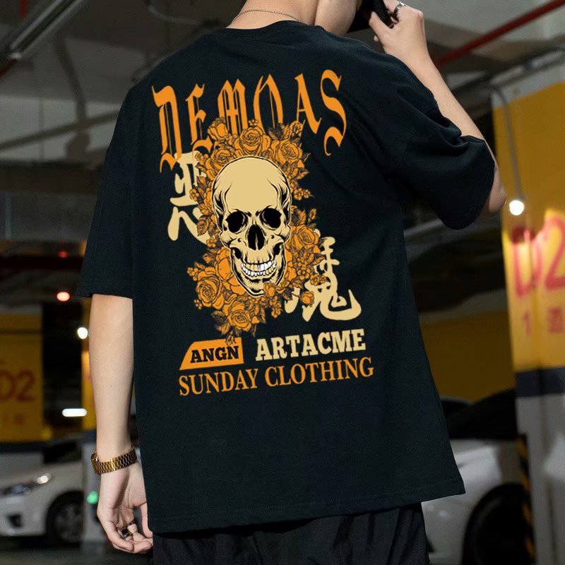 Men's Short Sleeve Skull Printed T-shirt