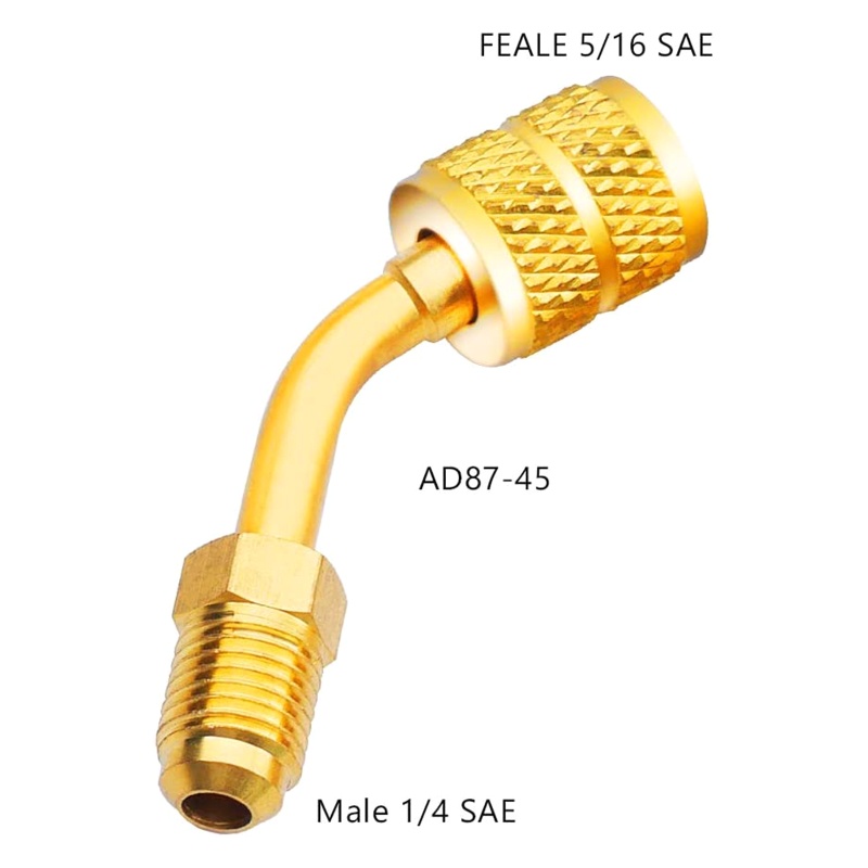 Adapter Chuyển Đổi R410A 2 Cổng Thẳng 2 Góc 5 16 inches SAE Female Sang 1 4 Inch SAE MaleF
