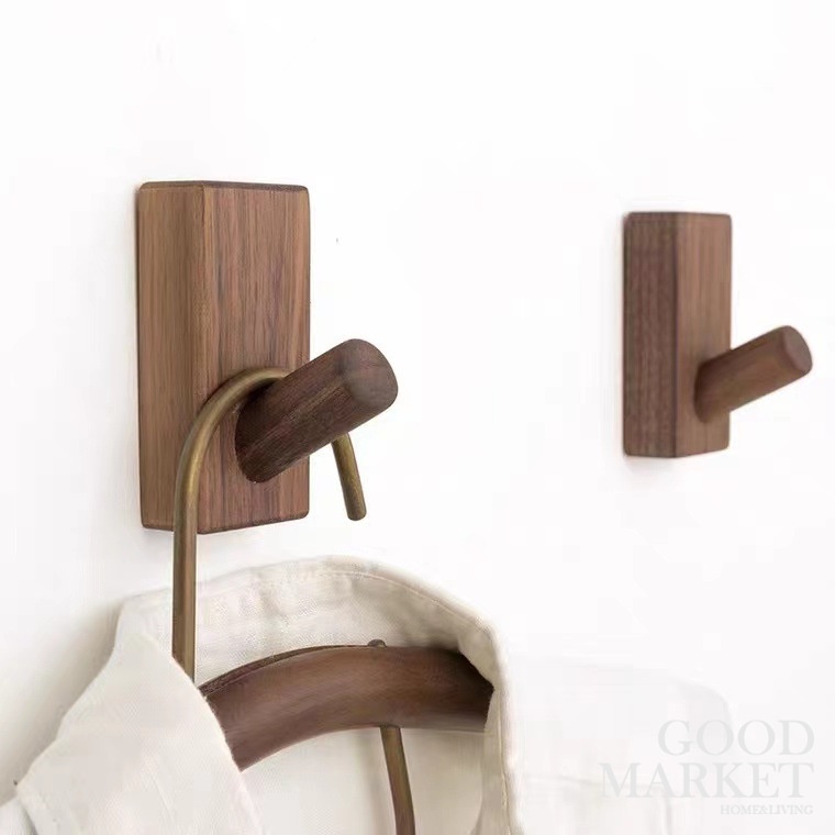Móc dán tường / móc dán tường / móc dán tường chịu lực / Móc Treo Đồ Gắn Tường Bằng Gỗ Trơn Đơn Giản Phong Cách Bắc Âu Cổ Điển HGJ437