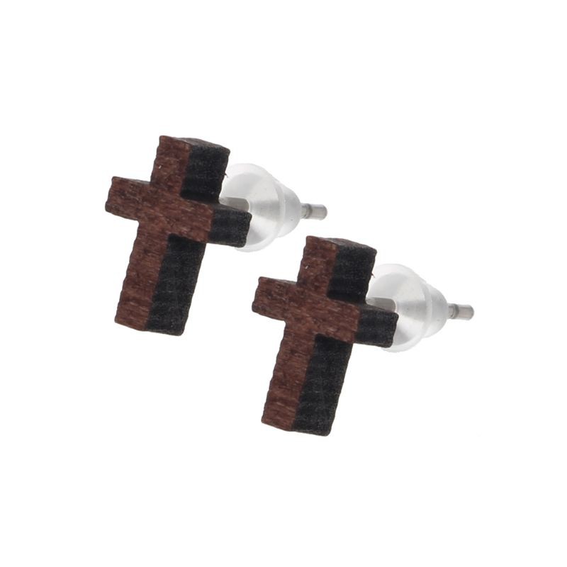 Khuyên Tai Gỗ Hình Tròn / Trái Tim / Thánh Giá Thời Trang