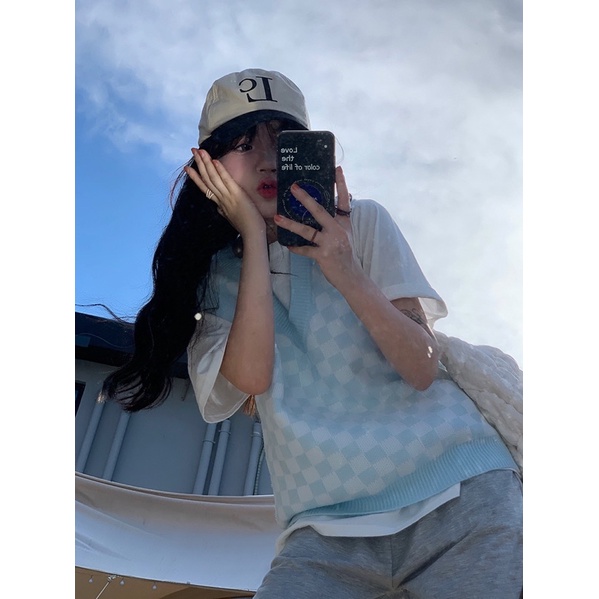 Áo gile len nữ ulzzang hàn quốc họa tiết kẻ ô freesize MINHU CLOTHES - AL04 | BigBuy360 - bigbuy360.vn