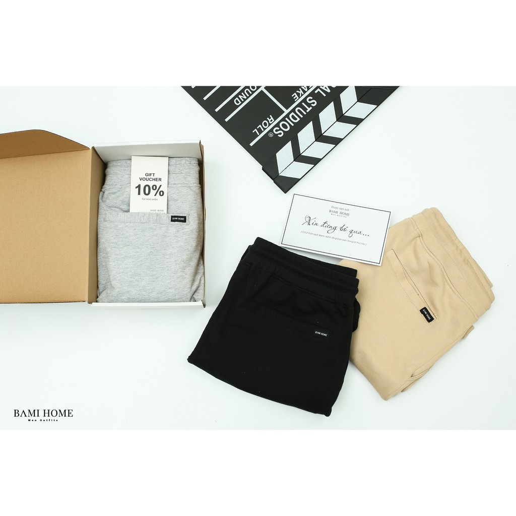 Quần short nỉ cao cấp BAMI HOME phong cách unisex, quần có lai và dây rút dễ phối đồ QSN- 006 | BigBuy360 - bigbuy360.vn