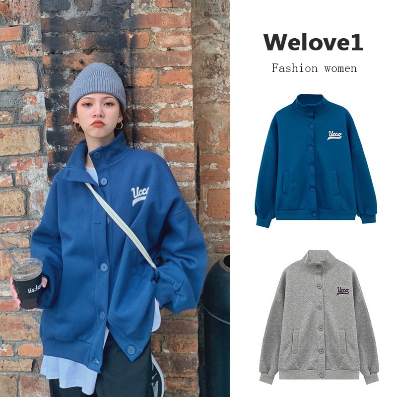 Áo khoác thời trang nữ dài tay cổ bẻ dáng rộng