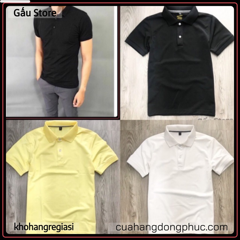 Áo thun Polo GẤU 194 Trơn Unisex vải cá sấu mè Poly co dãn 4 chiều dày dặn form gerular fit | BigBuy360 - bigbuy360.vn