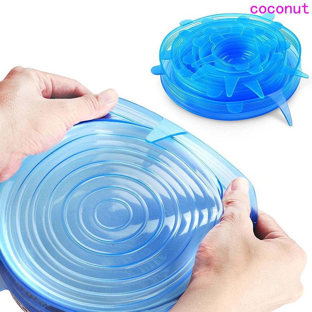 Set 6 Nắp Đậy Thực Phẩm Bằng Silicon Tiện Lợi