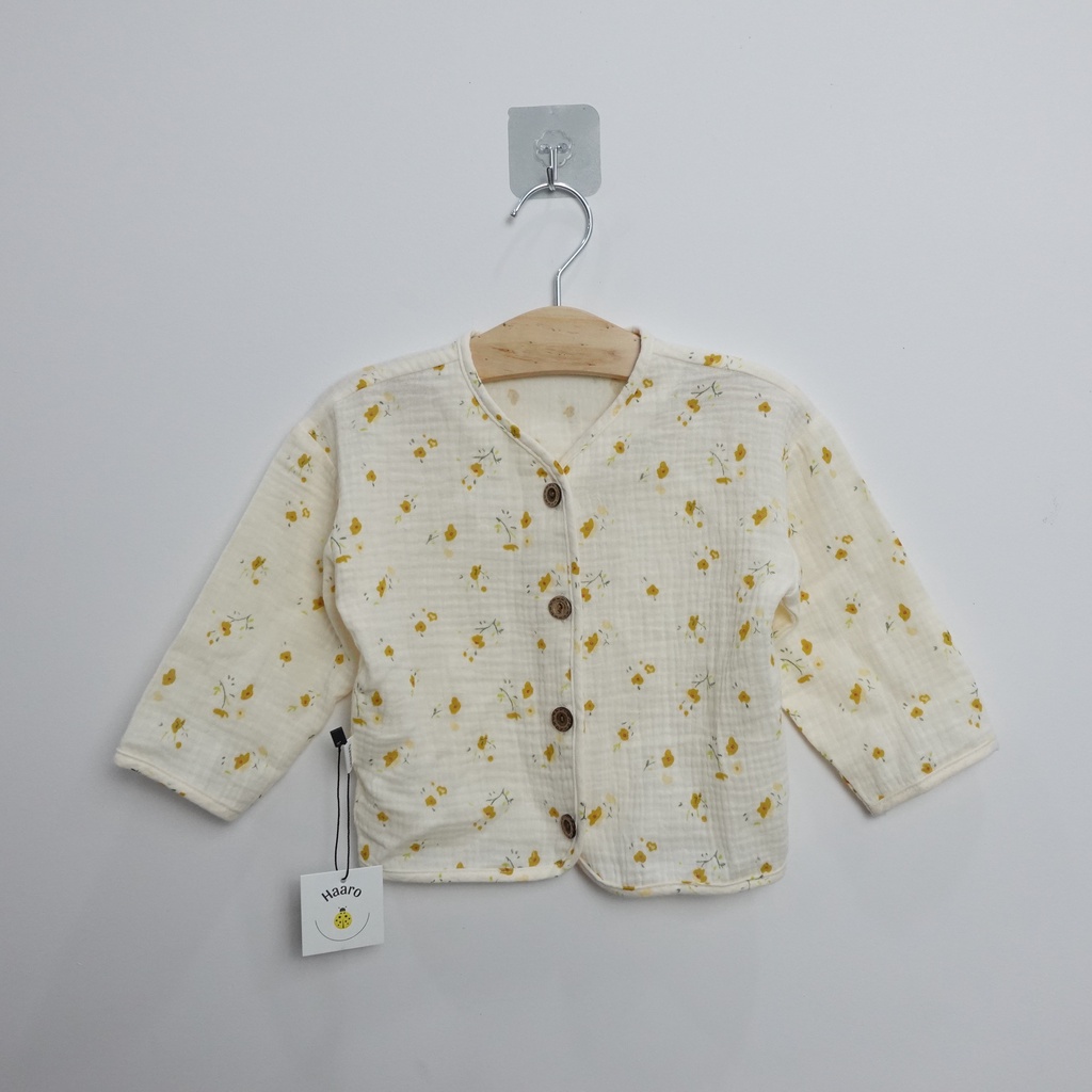 (Hàng thiết kế) Áo khoác mỏng hoạ tiết hoa vàng xinh xắn cho bé_Haaro Babies_Daisy Cardigan