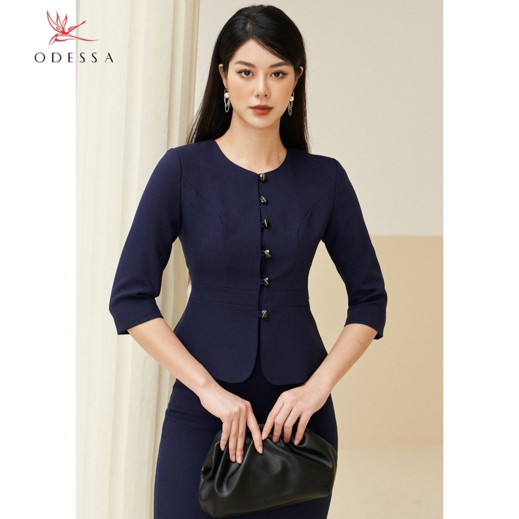 Áo Vest Nữ Cổ Tròn ODESSA Thiết Kế Dáng Xòe Chiết Eo Tay Lửng Trẻ Trung Tinh Tế VSB21-002