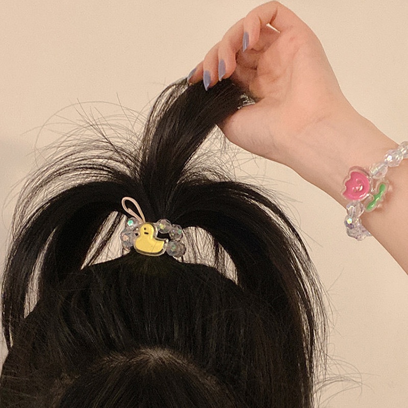 Dây Cột Tóc Co Giãn Đính Pha Lê Họa Tiết Hoạt Hình Và Hoa Xinh Xắn