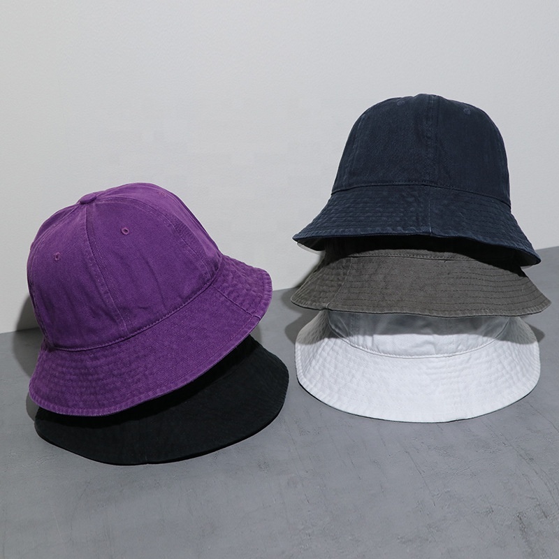 Mũ Bucket Cotton Mềm Mại Màu Trơn Thoáng Khí Phong Cách Retro