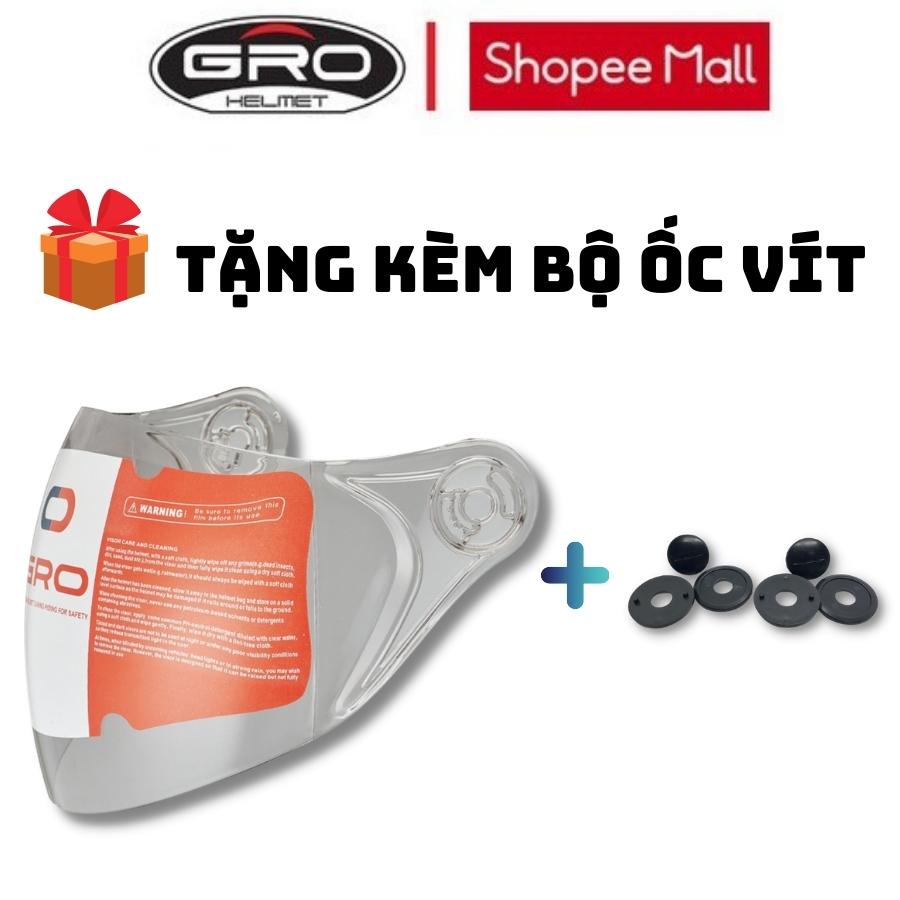 【TẶNG KÈM BỘ ỐC VÍT】Kính dài GRO gắn mũ nửa đầu và 3/4 đầu thay thế cho tất cả các thương hiệu mũ có trên thị trường