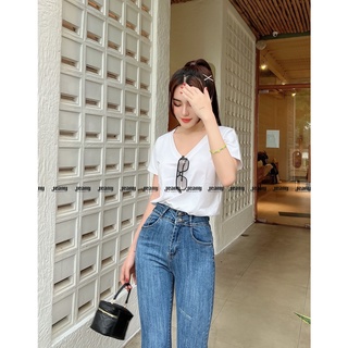 Áo thun nữ cổ tim, áo thun trơn cổ V cotton mịn đẹp cao cấp A12 - Jeany