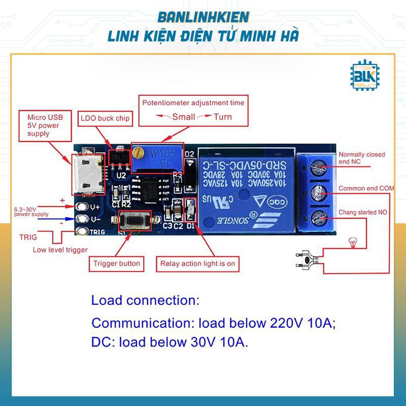 Mạch Kích Tạo Trễ 0-24S NE555-XY018