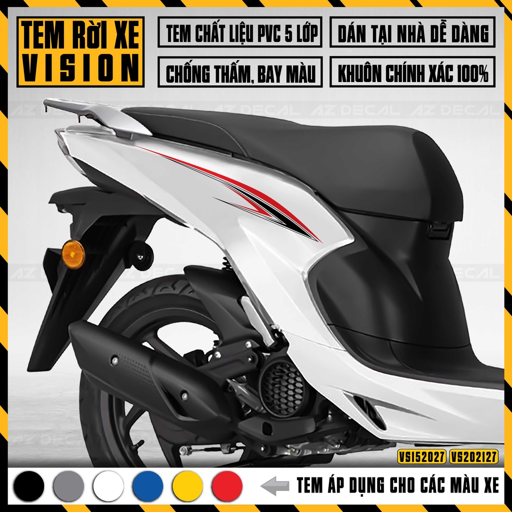 Tem Xe Vision Mẫu Tem Chỉ Cách Điệu | VS27 | Decal Chế Dán Xe Máy Vision Đẹp Chống Nước, Bền Màu