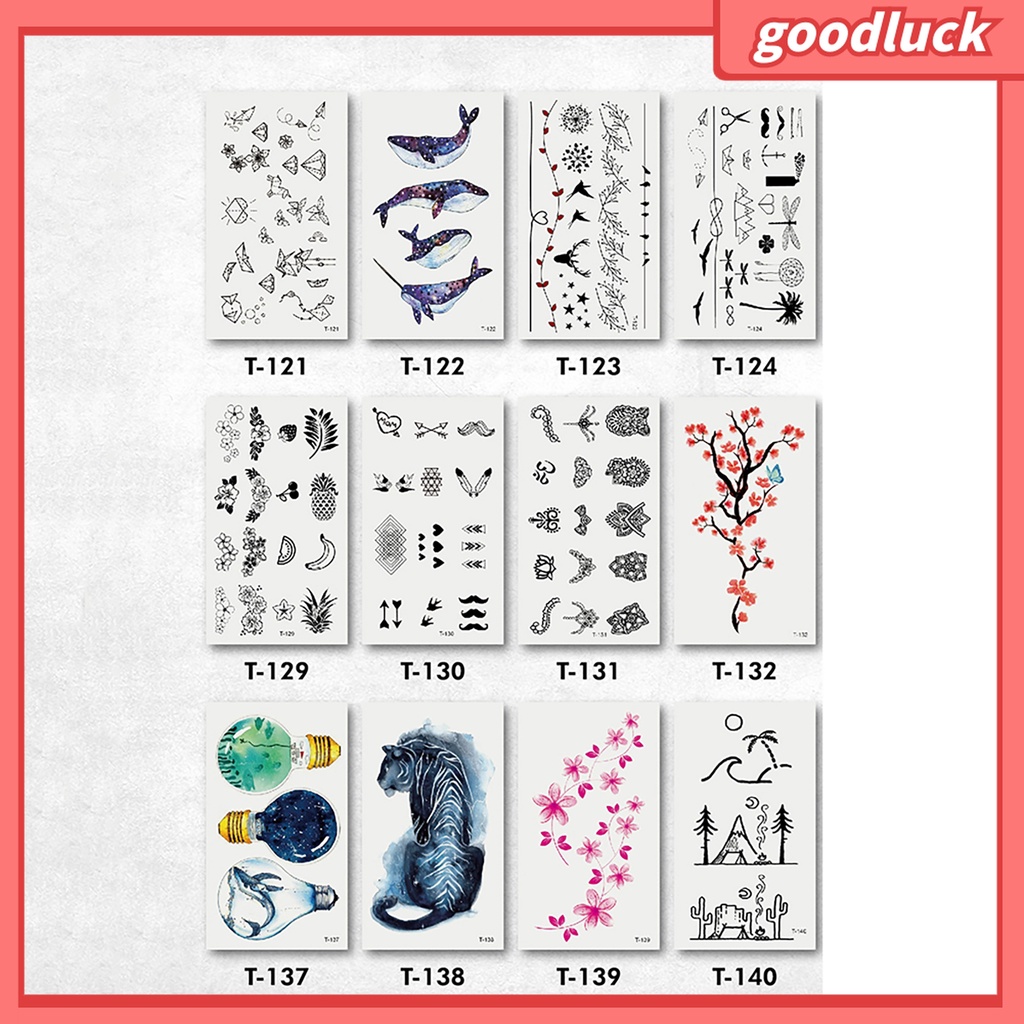 1 Tấm Hình Xăm Dán Tạm Thời Hình Hoa Mận / Cá Voi / Bóng Đèn Chống Thấm Nước