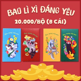 Bao Lì Xì Hình Thú Đáng Yêu 2020 (1 bộ 8 cái)